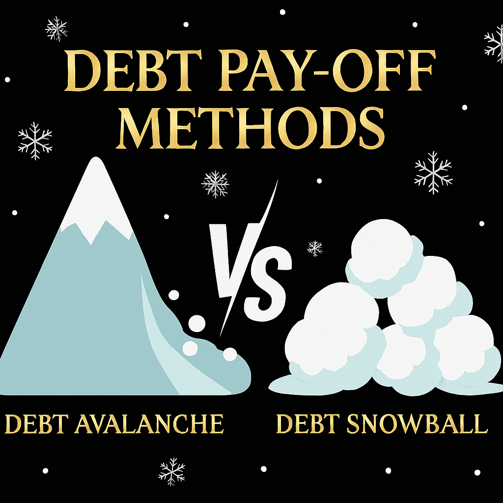 Debt snowball vs debt avalanche methods comparison chart showing pros and cons