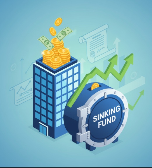 "Illustration of bond sinking fund concept showing money flowing from company to dedicated fund for bond repayment"