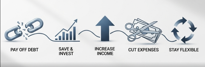 Five-step roadmap to achieving financial independence from debt elimination to flexible planning