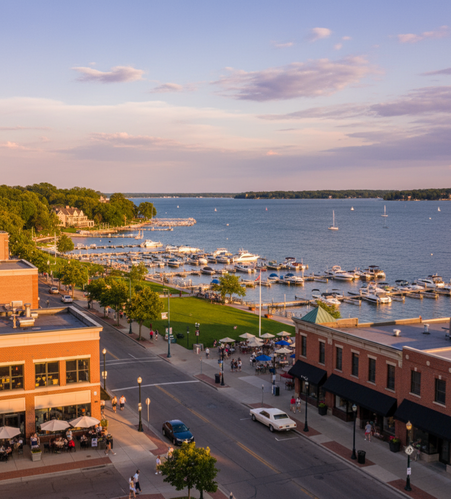 "Wayzata Minnesota downtown - scenic small-town retirement on Lake Minnetonka"
