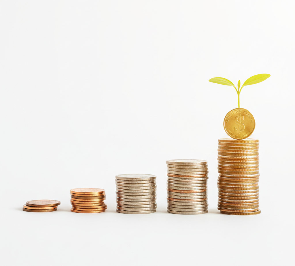 "Growing coins representing financial progress and budgeting success from zero - budgeting basics and personal finance growth"