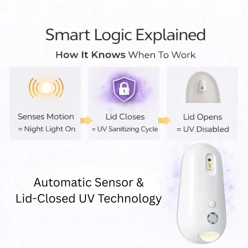 Hatmeo CleanGlow Self Cleaning UV Toilet Sanitizer Features